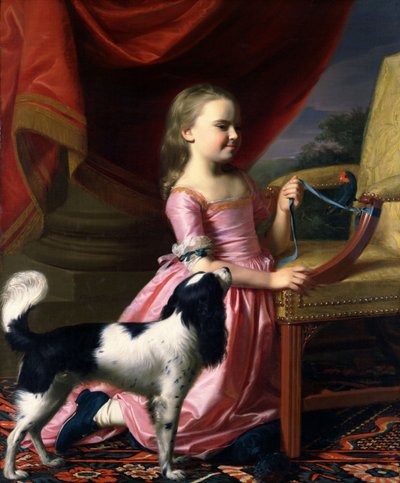 Joven dama con un pájaro y un perro de John Singleton Copley